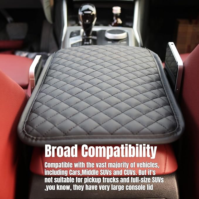 KAELTHAS Comfortable Car Center Console Cushion Armrest Dog Cat Paws Protect Cover Non-Slip with 2 Storage Bags for Cars SUVs CUVs Interior Accessories (Black, Long Narrow)