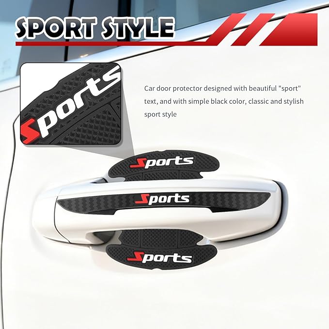 8PCS Car Door Handle Protector Anti-Scratch,Sport Style Car Door Handle Scratch Protector for Decoration & Protection,Universal Cars Handles Protectors as Cars Doors Edge Guards