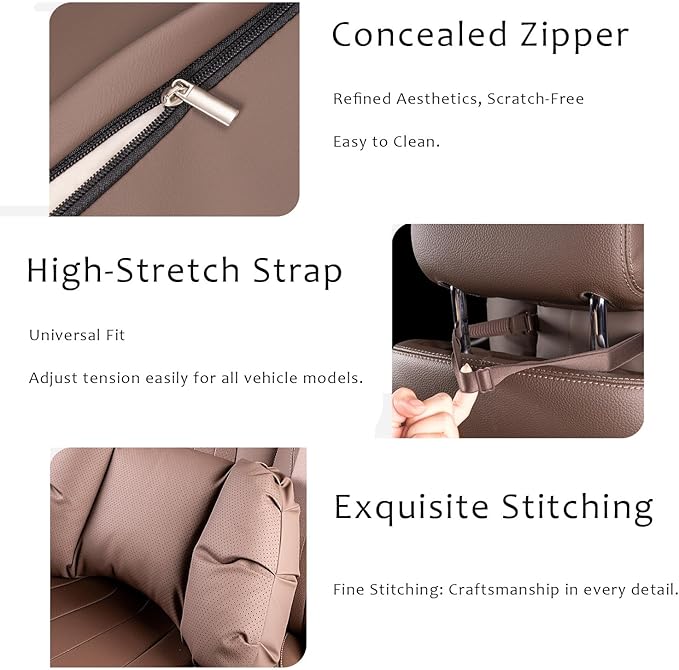 Car Neck Pillow & Lumbar Support for MINI F55 2025-2026 Ergonomic Breathable Mesh Auto Seat Back Cushion Headrest,Black-Lumbar Support