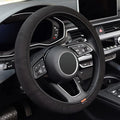 Elastic Stretch Steering Wheel Cover, Warm in Winter and Cool in Summer, Universal 15 inch Microfiber Breathable Ice Silk Anti Slip Car Interior Accessories, Odorless, Easy Carry, Black