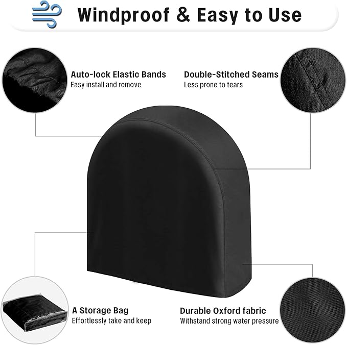 OutdoorLines Outdoor Waterproof Tire Covers Set of 4 - UV-Proof Trailer Wheel Cover Windproof Tire Protector for RV Jeep Trailer Camper Van Truck, Universal Tire Covering Fits Diameters 27"-29", Black