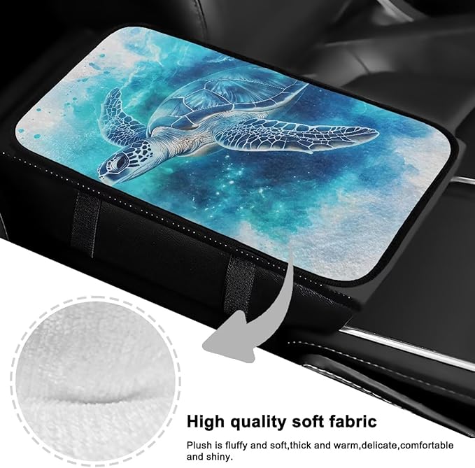 Bulopur Blue Turtle Car Console Covers Armrest Console Cover Flannel Warmth Car Center Console Cover Accessories Protect from Pet Claws Universal Car Interior Accessories Decoration