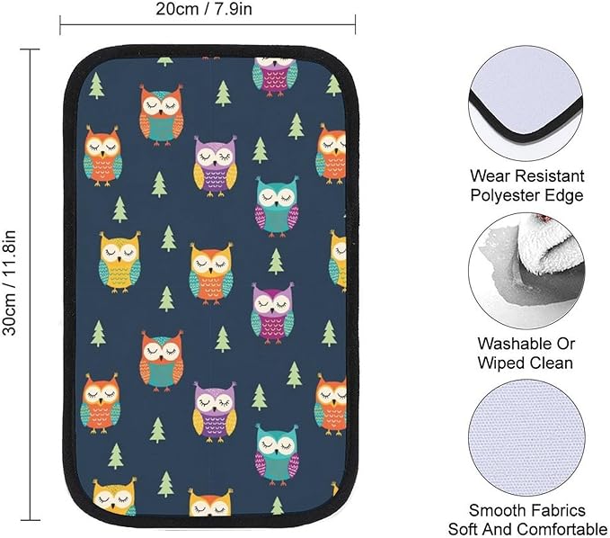 Vehicle Center Console Armrest Cover Pad Owl, Soft Comfort Cushion, Universal Fit for Car, Elegant Design Car Armrest Cover, Waterproof