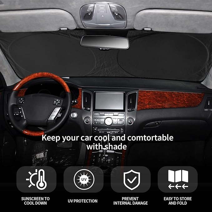 Sun Shade Sunshade Custom Fit for 2017-2020 Hyundai Elantra Accessories, Car Front Window Shield for Elantra Foldable 240T Silver Sun Visor Windshield Cover Blocks UV Rays Heat Keep Car Cooler