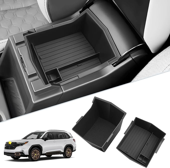 SKTU 2-Pack for 2025 2026 Subaru Forester Center Console Organizer for 2025 2026 Subaru Forester (Base/Premium/Sport/Limited/Touring) Console Tray Subaru Forester 2025 2026 Accessories Double Layers