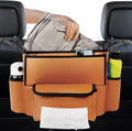 Car Purse Holder Between Seats, Car Seat Purse Handbag Holder, Automotive Consoles Organizers Storage Barrier Car Interior Accessories, Leather Large Capacity (Brown)