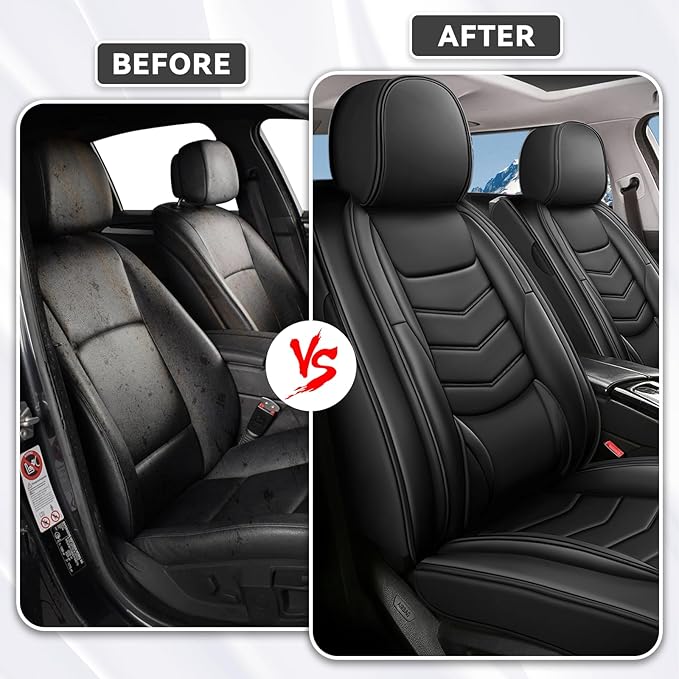 AMZYY Car Seat Covers Fit for Chevy Trax 2015-2025, Side Airbag Compatibility, 3D Lumbar Support and Seamless Fit, Easy to Clean Sports Seat Cover2 Pcs Front, Black