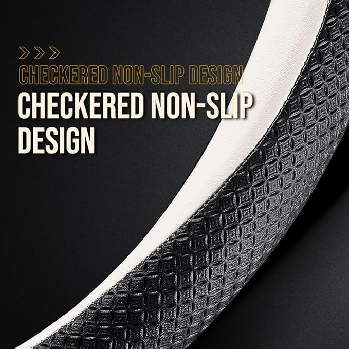 HAOTULE Nappa Leather Slim and Stylish Steering Wheel Cover, for Ford Steering Wheel Cover Accessories Interior Modification, Black