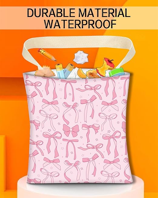 ANKVRP Car Trash Can, Durable Hanging Car Trash Garbage Bag, Cute Automotive Garbage Cans Organizer, Cute Pink Bow Star