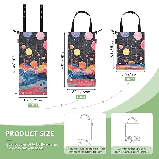 ALAZA Hanging Car Trash Bags Garbage Bag Trash Can for Back Seat Small Colorful Painting Abstract Washable Storage Bag Retractable 2 Pack