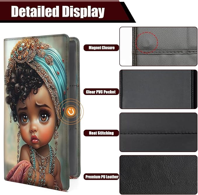 Car Document Holder with Magnetic Shut, Car Registration and Insurance Card Holder, Vehicle Glove Box Organizer Documents, Driver License, Auto Paperwork Organizer Wallet, Cute Cartoon Girl Pattern