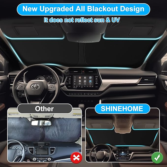 SHINEHOME 2025 Upgrade Front Windshield Sun Shade Foldable RAV4 Sunshade for 2019-2025 2026 RAV4 RAV-4 SUV Crossover, TRD Off-Road, LE XLE Premium Limited Front Window Sunshade Accessories