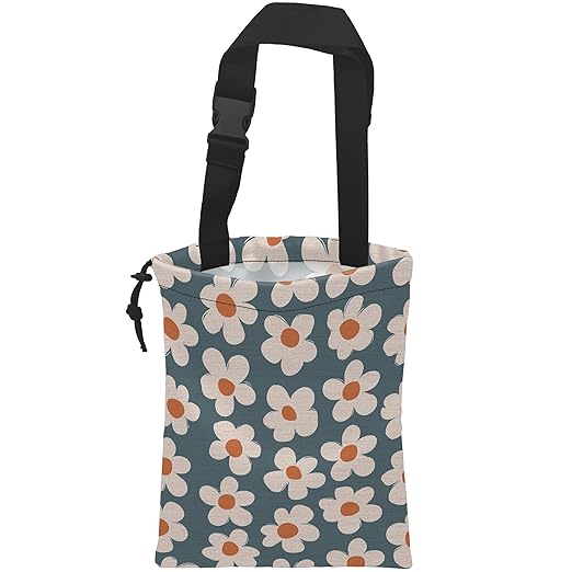UUCBTAH Car Trash Bag Cute Flowers Car Trash Bin Leakproof Waterproof Car Trash Can for Back Seat, Foldable Car Garbage Bag with Adjustable Straps and Drawstring for Car Accessories