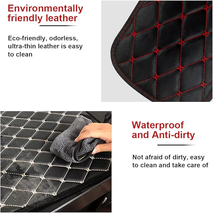 Auto Center Console Cushion Pad, Universal Waterproof Armrest Box Protection Pad/Cover Fit for Cars, Vehicles, SUVs, Comfort, Car Interior Accessories for Men Women (Black/Red)