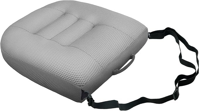 Jokuye Universal Booster Seat Cushion 15.7"x15.7" Portable Height Adjuster with Breathable Mesh & Straps, Posture Support for Driving, Office & Outdoor Use - Gray