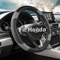 ANMOSVO Steering Wheel Cover for Honda Civic Accord CRV HR-V Pilot Passport Odyssey - Microfiber Leather & Anti-Slip Safety Design 14.5-15 Inch Custom Fit (Gray-Standard Size)
