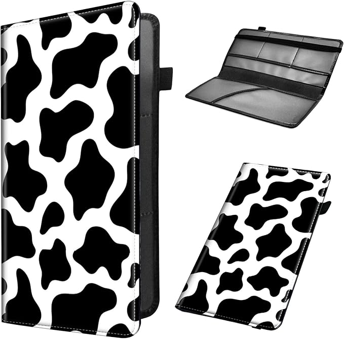 Mxfdegf Car Registration and Insurance Holder, Leather Car Glove Box Organizer, Cool Car Accessories for ID, Driver's License Cards & Essential Document, business cards, Men&Women,Cute Cow