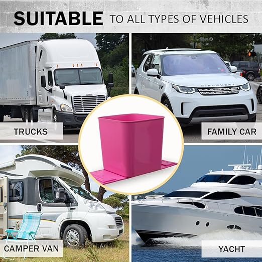 HAUSSIMPLE Car Trash Can 1.4 Gallon with Stability Flap & Magic Strips — No-Tip Leakproof Car Garbage Bin for Car Floor, Mats, Front or Back Seat, SUV, Truck, Van, Vehicle Interior Organizer (Pink)
