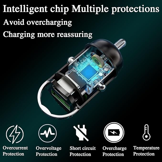 130W Mini Car Charger+3in1 USB Cable Fast Charging[QC100W+PD30W] Invisible Flush Fit Cigarette Lighter Adapter with Type C Cable,Dual Port for iPhone iPad Samsung MacBook Laptop Dashcam