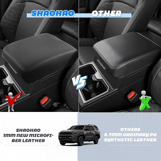 SHAOHAO for 2025 2026 Toyota 4Runner Center Console Cover for 2025 2026 Toyota 4Runner Accessories Armrest Cover Soft Comfy Pad 4Runner 2025 2026 Middle Console Lid Protector