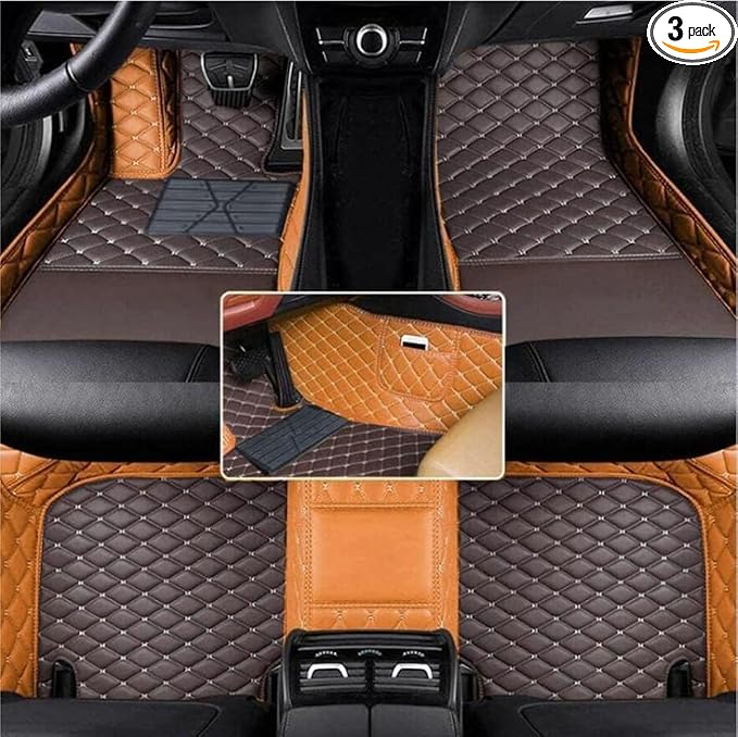 Floor Mats for Cars, All-Weather Mats, Waterproof Trim-to Fit Automotive Floor Mats for 99.9% Cars Sedan Trucks SUV, Custom Floor Liner Car Accessories (Borwn Coffer)