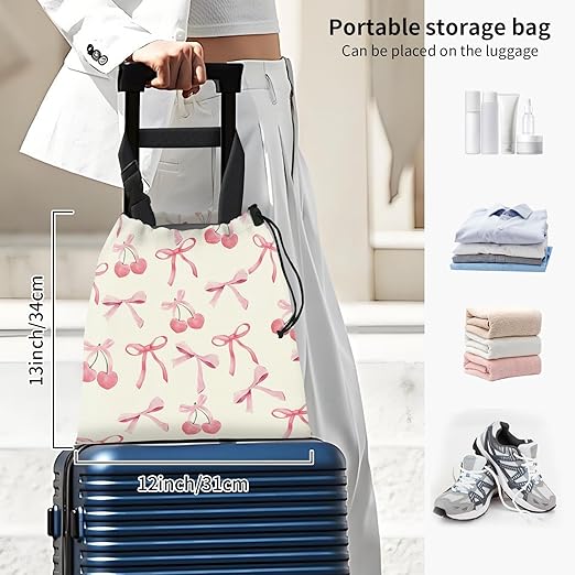AFYEWKC Car Trash Bag Large Hanging Can for Back of Seat, Cute Waterproof Car Garbage Bag for Vehicle, Travelling, Outdoor Cute Pink Cherry Bow