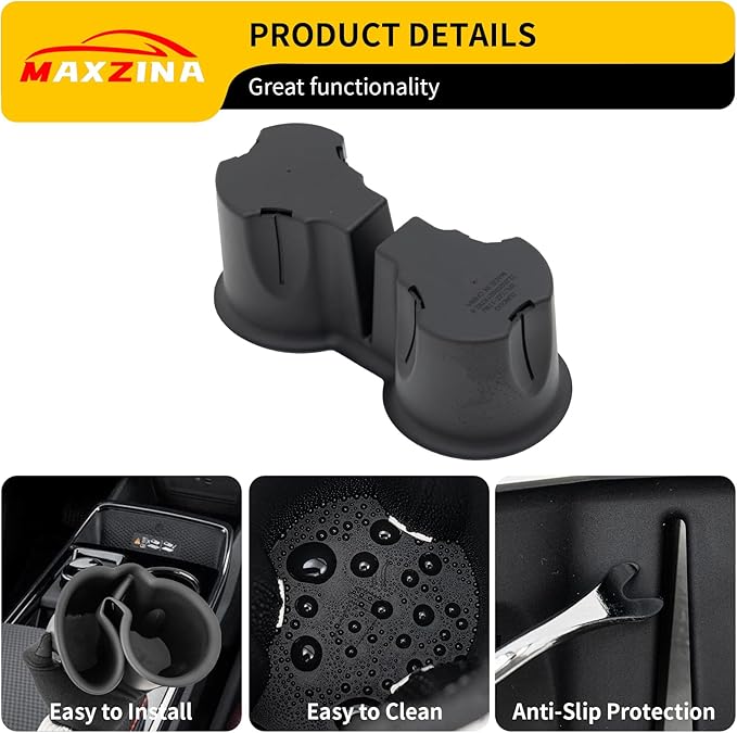 Maxzina Cup Holder Compatible with 2018-2024 Chevrolet Equinox PVC Insert Center Console Cup Holder Soft Black Bottle Holder Interior Decoration for 2024 Chevy Equinox Accessories