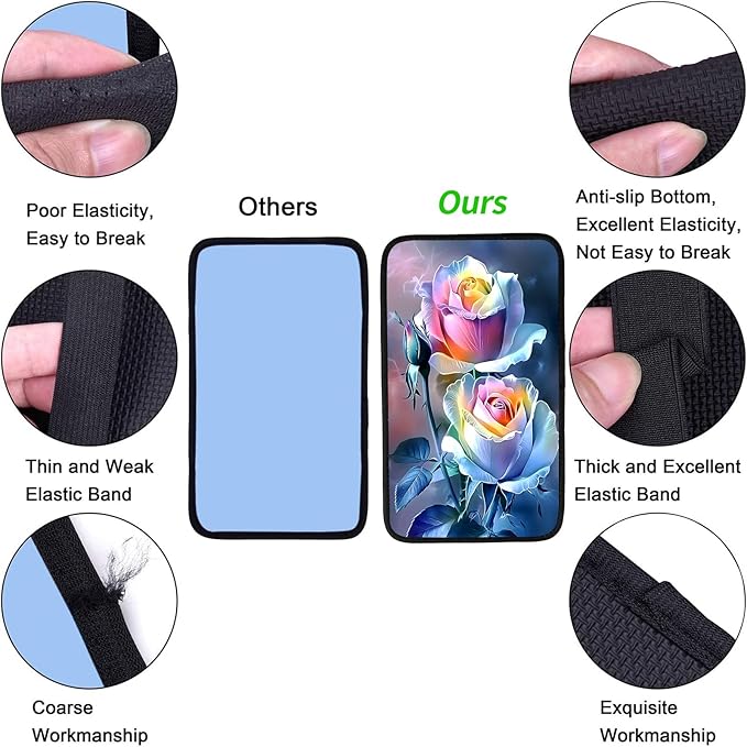 JANENFNA Car Armrest Cover Pads Universal Fashion Cute Auto Center Console Armrest Cover Pad with 2PCS Car Coasters Soft Waterproof Car Armrest Seat Protector for Women,Rainbow Roses