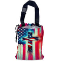 NHNXHWIA American Flag Cross Car Garbage Bag,Waterproof Small Car Trash Bag Hanging Back of Seat,Drawstring Hanging Car Trash Bag with Adjustable Buckle for Car Accessories