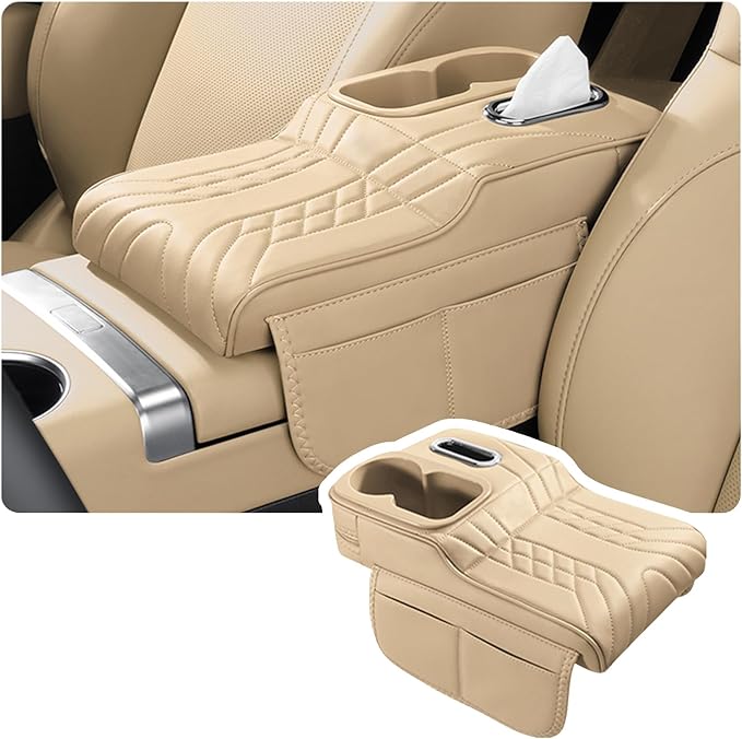 Car Armrest Storage Box for Ram ProMaster City 2015–2025 2020 2021 2022 2023 2024, Non Slip Center Console Organizer, Leather Armrest Cushion, Multifunctional Ergonomic Elbow Support Pad