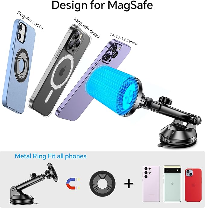 Coolpow for MagSafe Car Mount【Windshield+Vent+Dash】 Magnetic Phone Holder for Car Phone Holder Mount Cell Phone Holders for Your Car Accessories Phone Mount for Camera Stabilizers Stand for iPhone 17