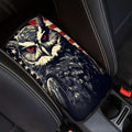 Car Center Console Pad, Universal Waterproof Car Armrest Seat Box Cover, Car Interior Accessories for Most Vehicle SUV Truck Vintage American Flag Owl Car Armrest Pad