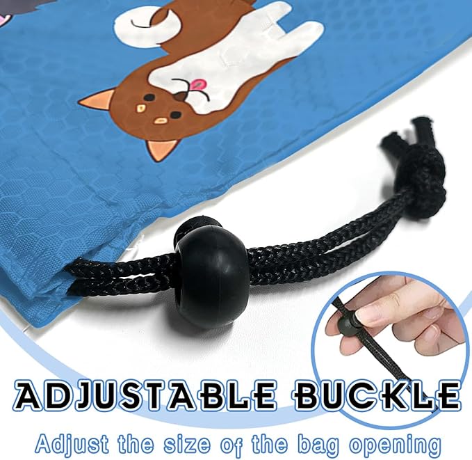 GEGEPINK Car Trash Bag Hanging Back of Seat Waterproof Small Cute Printed One-Handed Strap Drawstring Garbage Bags for Car-Cute Animal Dogs