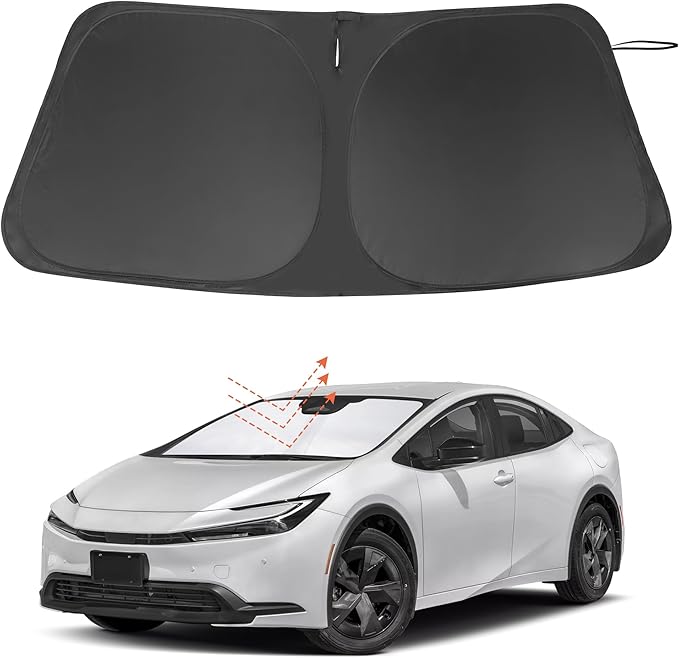 Windshield Sun Shade Custom Fit for 2023 2024 2025 Toyota Prius Accessories Foldable Sunshade Sun Blocker Protect Car from Sun Rays & Heat Damage Keep Car Cooler