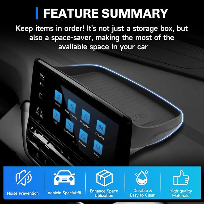 SXCY for 2025 2026 VW ID.4 Dashboard Organizer Tray for 2020-2025 2026 Volkswagen ID.4 Accessories Screen Back Console Tray 2022 2023 2024 2025 2026 VW ID.4 Behind Dash Console Organizer