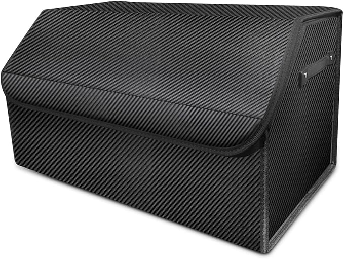Ergocar Car Trunk Organizer, Car Boot Organiser Collapsible with Lid, Multi-Compartment Car Trunk Organizer Box with Securing Straps and Handles, Non Slip Bottom, Essential Car Accessories