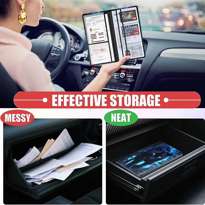 Car Registration Holder, Waterproof PU Leather Vehicle Card Document Glove Box Organizer, Women Interior Auto Accessories Case for Cards, Driver License Car Insurance Holder, Black Tiger Pattern