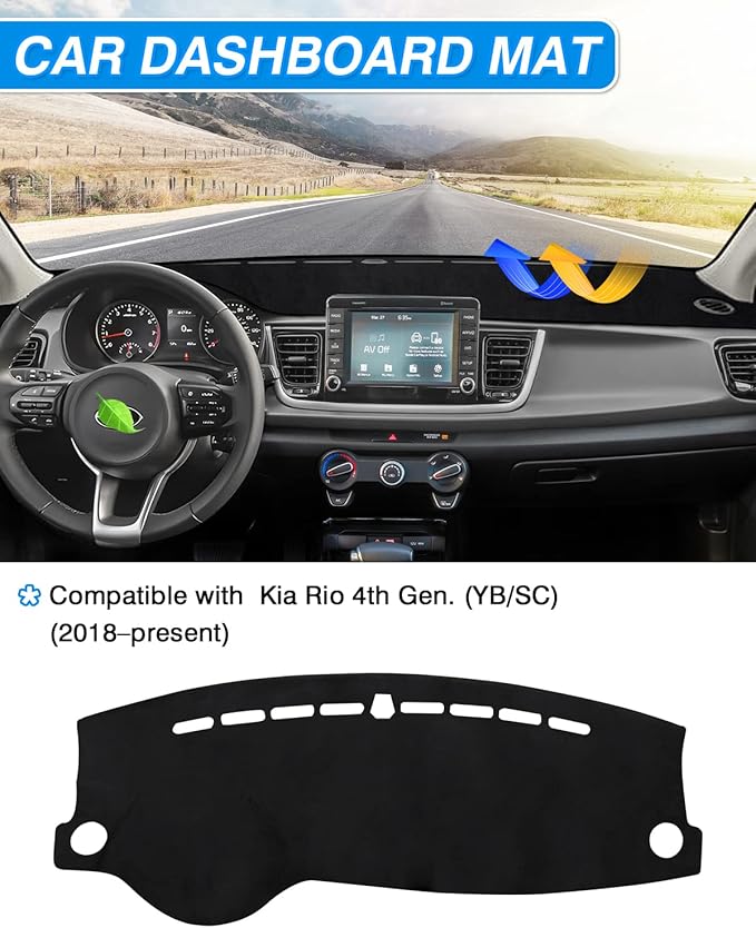 CARTIST Dash Cover Custom Fit for Kia Rio Sedan LX EX S 2017-2023 Accessories Dashboard Cover Mat Non-Slip Pad Carpet Anti-Glare