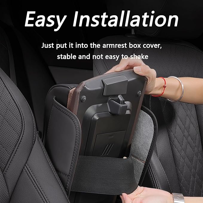 Car Armrest Cover for Buick Enclave 2008-2020 2021 2022 2023 2024 2025 2026, PU Leather Armrest Pad, Anti-Slip Waterproof Center Console Cover, Console Protector for SUV Truck Sedan,B Brown