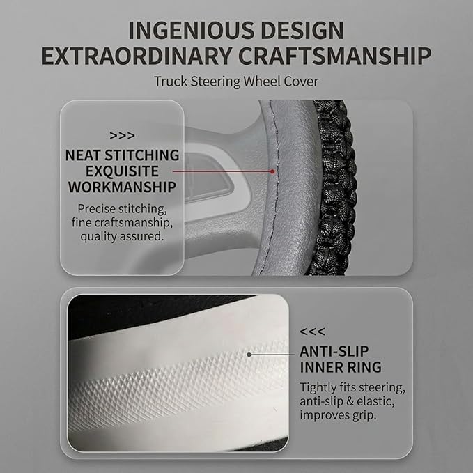 Size 16-20 Inch Ice Silk Ventilation Multi-Style Comfy Grip Steering Wheel Cover for Truck, Bus, Big Rig Trucker,SUV， Anti-Slip Design 16-20 Inch (Gray, 17)