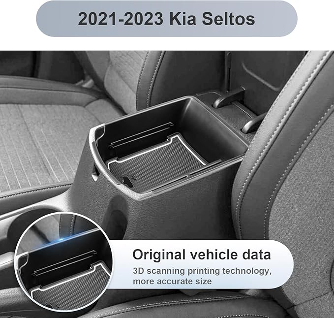 SKTU for 2021-2024 2025 2026 Kia Seltos Center Console Organizer 2024 2025 2026 Seltos Accessories Insert ABS Materials Tray 2025 Seltos Armrest Box Glove Secondary Storage Box with Coin and USB Hole