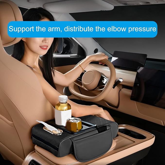 Car Armrest Cushion for Honda Pilot 2023 2024 2025, Leather Arm Rest Cover Center Console Armrest Pillow Armrest Storage Box Pad Multifunctional Accessories Interior Organizers,C/Brown