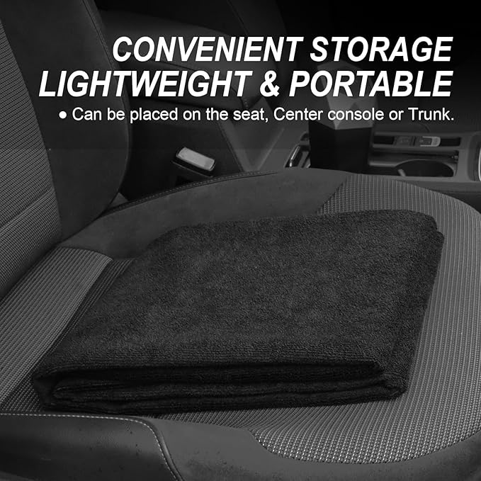 nbnhxnff Sweat Towel Car Seat Cover Protector Rear Seats for Gym Workout, Running, Swimming, Beach and Hiking, Waterproof Universal Seat Cover for Car, Trucks, Van & SUV (Black, 1pcs Rear Seat)
