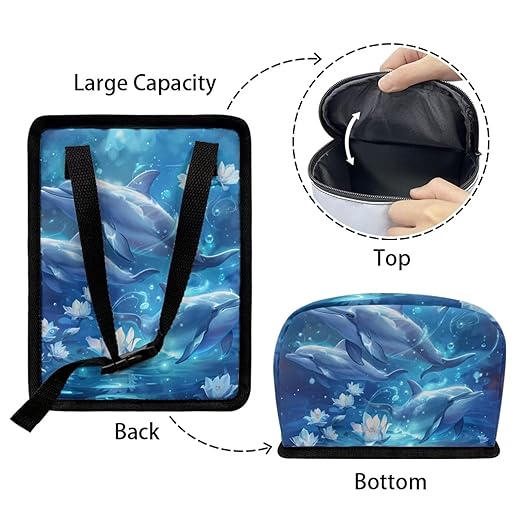 DISNIMO Floral Dolphin Car Trash Can with Lid Leakproof Dustbin Vehicle Trash Bin, Portable Garbage Bin for Automotive Car, Home, Office, Kitchen, Bedroom
