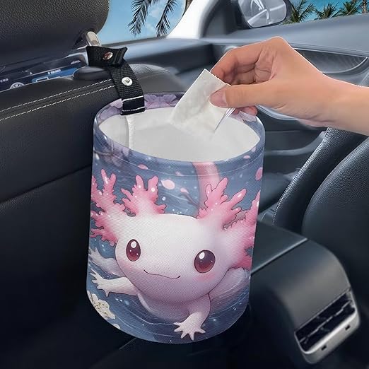 Pink Salamander Car Garbage Can Vehicle Trash Can Rubbish Bag Multipurpose Hanging Headrest Road Trip Must Haves for Kids Car Decor