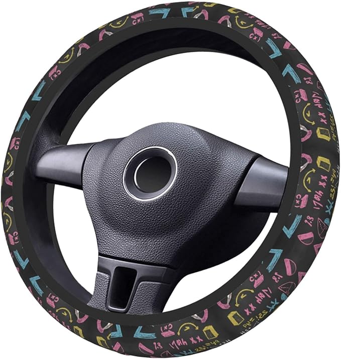 Math Mathematician Pi Day Car Steering Wheel Cover, 15 Inch Steering Wheel Cover Stylish Decor for Most Cars