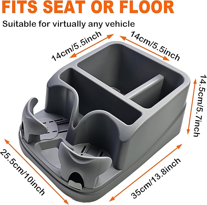 Keyiduid Center Console for Cars, Car Center Console Organizer, Console Cup Holder for Trucks, Floor Cup Holder for Truck, Minivans, Suvs, Vehicle Organizer (Gray)