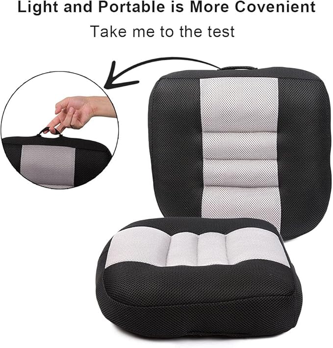 Srutirbo Car Booster Seat Cushion Heightening Height Boost Mat, Breathable Mesh Portable Car Seat Pad Angle Lift Seat for Car, Office,Home (Pure Black)