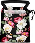 GEGEPINK Car Trash Bag Hanging Back of Seat Waterproof Small Cute Printed One-handed Strap Drawstring Garbage Bags for Car-Black Floral