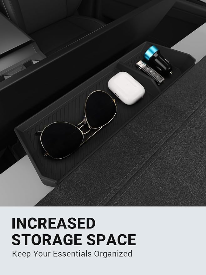 Motrobe Behind Screen Storage Tray for 2026 2025 2024 Tesla Cybertruck Accessories Dashboard Hidden Storage Tray Center Console Organizer Silicone Sunglasses Holder Phone Holder